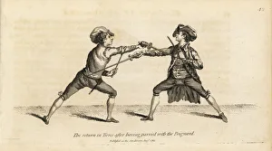 Gentleman fencer making the return thrust in Tierce Gentleman fencer making the return thrust in Tierce