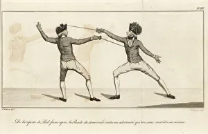 Gentleman fencer running through his opponent, 18th century Gentleman fencer running through his opponent, 18th century