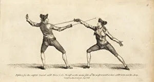 Gentlemen fencers in Tierce outside guard Gentlemen fencers in Tierce outside guard
