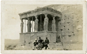 Six Gents sitting beside Porch of the Caryatids, Acropolis Six Gents sitting beside Porch of the Caryatids, Acropolis