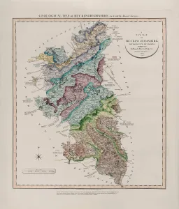 Geological Map Prints: Geological Map of Buckinghamshire Print (1820)