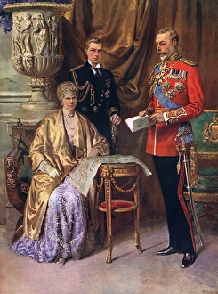 George V, Queen Mary & Prince of Wales by Matania George V, Queen Mary & Prince of Wales by Matania