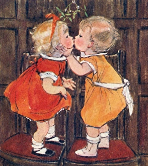 Georgie Porgie by Muriel Dawson - children under mistletoe