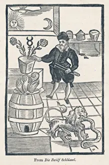 German Alchemist Prints: German alchemist at work