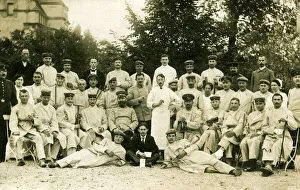 German convalescent soldiers with hospital staff, WW1 German convalescent soldiers with hospital staff, WW1
