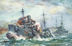 German cruiser SMS Emden attacked by HMAS Sydney, WW1 German cruiser SMS Emden attacked by HMAS Sydney, WW1