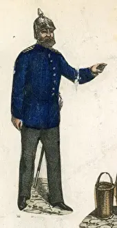 19th Century German Fireman in Blue Uniform Print