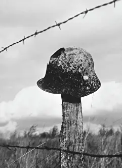 WWI German Steel Helmet Print - Found in Ploughed Fields