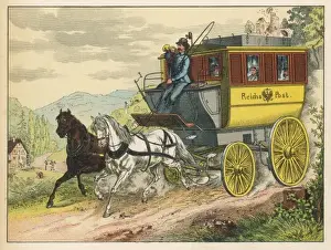 19th Century Transportation Prints: German Mail Coach