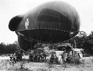 German observation balloon near Soissons, WW1 German observation balloon near Soissons, WW1