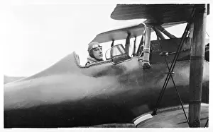 Early 20th Century Flight Prints: German pilot in a biplane
