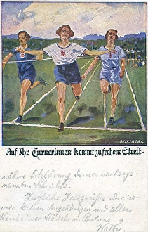 German postcard, women athletes in a race German postcard, women athletes in a race