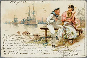 German Seaman chatting up a Chinese girl German Seaman chatting up a Chinese girl