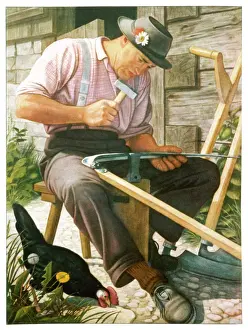 Traditional German Craftsman Prints: German Woodworker