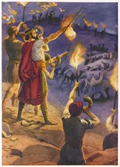 Gideon Leads Israelites Against the Midianites Print