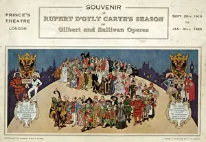 Prints of D Oyly Cartes Season of Gilbert and Sullivan Operas, Souvenir Programme, Princes Theatre, London, 29 September 1919 - 31 January 1920, showing a large cast of characters from the operettas. 1919-1920 London Prints: Gilbert & Sullivan Opera Cast Print 1919-1920