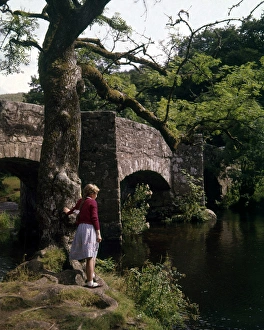 Girl at Fingle Bridge, Dartmoor National Park, Devon Girl at Fingle Bridge, Dartmoor National Park, Devon