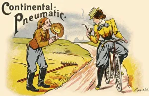 Girl lighting her cigarette - Continental Pneumatic Advert Girl lighting her cigarette - Continental Pneumatic Advert