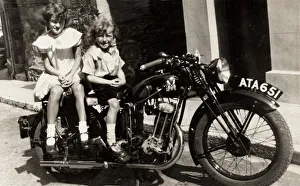Two girls on a 1934 Matchless motorcycle Two girls on a 1934 Matchless motorcycle