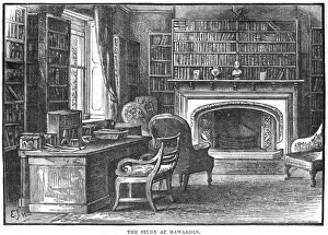 Prints of WILLIAM EWART GLADSTONE The study at Hawarden Castle, home of the British MP and Prime Minister Date: 1809 - 1898 William Ewart Gladstone Prints: Gladstone / Hawarden Study Print: William Ewart Gladstone