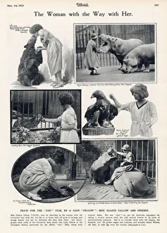 Gladys Callow, the woman with a way with her pictured with various animals at London Gladys Callow, the woman with a way with her pictured with various animals at London