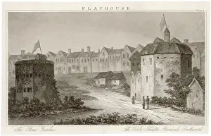 Prints of The Globe Theatre (on the right) and the Bear Garden (left) are located on the South Bank, in a somewhat unprestigeous quarter of the city Theatre Prints: The Globe Theatre Print: Engraving of South Bank London
