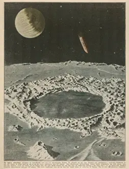 Goddard's Moon Project Print: Rocket Approaching Plato Crater