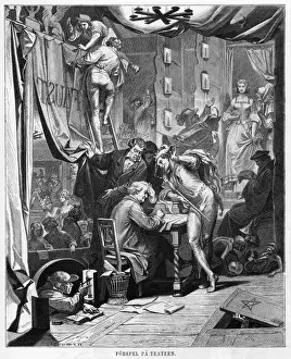Print of Johann Wolfgang von Goethe with characters from Faust