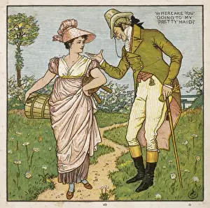 19th Century Illustration Style Prints: Where are you Going (Wc)