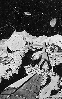 Space Exploration Prints: Gold Mining on the Moon Print, 1895