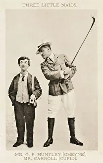 Prints of A Golfer and his caddy - characters from Three Little Maids a musical by Paul Rubens - Mr G.P. Huntley in the role of Cheyne and Mr Carroll in the role of Cupid. The show opened in 1902 Rubens Prints: A Golfer and his caddy - Print from Three Little Maids