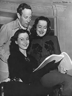 Prints of Three of the lead actors chosen to star in the much-anticipated film version of Gone with the Wind by Margaret Mitchell, shown reading through the script - Vivien Leigh as Scarlett O Hara Margaret Mitchell Prints: Gone with the Wind Lead Actors Reading Script Print 1939