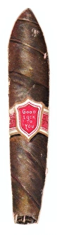 Good Luck card in the shape of a cigar Good Luck card in the shape of a cigar
