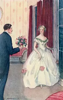 Print of Good Wives - Laurie presents a bouquet to Amy