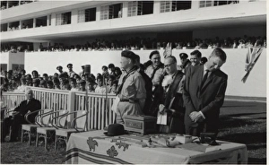 Governor, Mayor and Scouts at a rally, Mauritius Governor, Mayor and Scouts at a rally, Mauritius