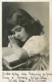 Little Girl Reading Book Prints: Grace Schrader