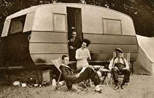 Gracie Fields, singer and actress, outside her caravan Gracie Fields, singer and actress, outside her caravan