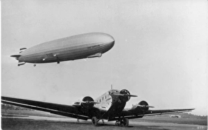 The Graf Zeppelin LZ 127 over a Junkers Ju52/3m of Lufthansa The Graf Zeppelin LZ 127 over a Junkers Ju52/3m of Lufthansa