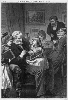Victorian Era Family Scene Prints: Grandpas Drawing