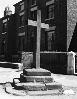 Prints of The site of the ancient Roman Catholic Cross at Great Crosby, Lancashire, England. Date: 1960s Monuments And Landmark Prints: Great Crosby Cross Print, Lancashire, England 1960s