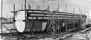 Great Eastern Steam Ship Prints: The Great Eastern steam ship under construction