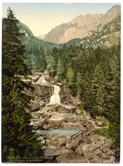 Historical Picturesque Landscapes Prints: Great Kohlbach, Middle Waterfall, Tatra, Austro-Hungary