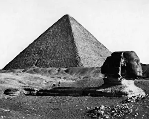 Great Pyramid of Giza and Sphinx, Egypt Print, 1857