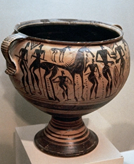 Greek art. Krater of Thebes. 7th century BC. Geometric perio Greek art. Krater of Thebes. 7th century BC. Geometric perio