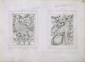 Prints of Drawing 26 Vol 2 by Alfred Waterhouse for the ornamentation of the Natural History Museum, London, 1876. (Two separate negatives) Alfred Waterhouse Prints: Greyhound Design Print for Natural History Museum, London