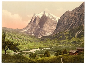 Grindelwald, general view, Wetterhorn, Bernese Oberland, Swi Grindelwald, general view, Wetterhorn, Bernese Oberland, Swi