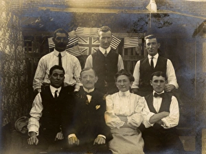 Group of seven people with flags, USA Group of seven people with flags, USA