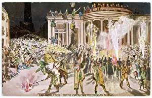 Prints of Carnival with fireworks on November Fifth at Bridgwater, Somerset Somerset Prints: Guy Fawkes Carnival Print with Fireworks at Bridgwater Somerset