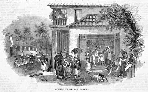 Prints of Street scene outside a shop Georgetown Prints: Guyana Georgetown Street Scene Print
