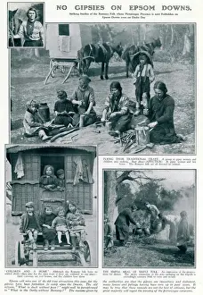 Caravan Prints: No Gypsies on Epsom Downs 1929 Print: Romany Folk at Work